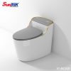 Bồn Cầu Trứng Trắng Viền Vàng Nắp Xám Cao Cấp BC-558 - Suntak.vn