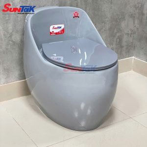 Bồn Cầu Trứng Xám Nút Xả Lệch Cao Cấp ST-150X - Suntak.vn