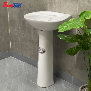 Lavabo Chân Trụ Cao Cấp Men Sứ Trắng - Suntak.vn