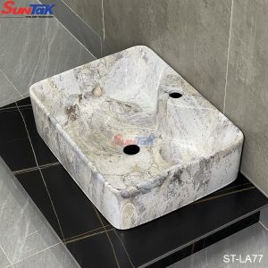 Lavabo Đặt Bàn Hình Vuông Vân Đá Xám ST-LA77 - Suntak.vn