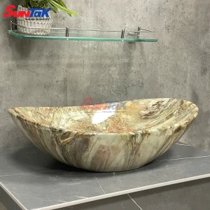 Lavabo Đặt Bàn Thuyền Vân Đá Nano Ceramic ST-81 - Suntak.vn