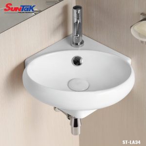 Lavabo Treo Tường Góc Cao Cấp Men Sứ Trắng - Suntak.vn