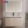 Tủ Lavabo Nhà Tắm Nhôm Màu Kem Gương LED 2 Chế Độ - Suntak.vn