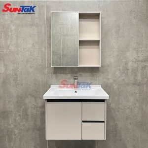 Tủ Lavabo Nhà Tắm Nhôm Tổ Ong Màu Kem 60cm - Suntak.vn