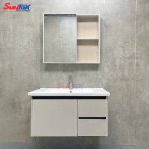 Tủ Lavabo Nhà Tắm Nhôm Tổ Ong Màu Kem 80cm - Suntak.vn
